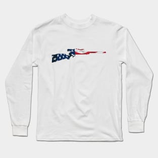 Patriotic Hunting Rifle with Scope and USA Flag Overlay Long Sleeve T-Shirt